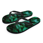 Natural Tropical Leaf Print Flip Flops