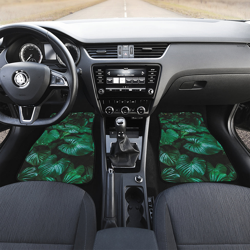 Natural Tropical Leaf Print Front and Back Car Floor Mats