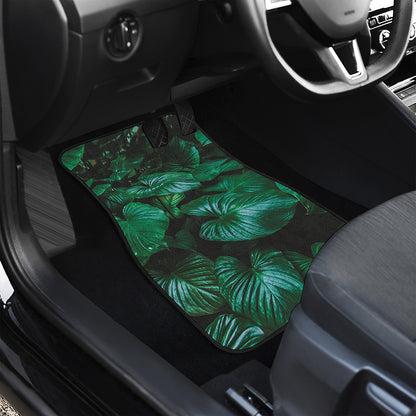 Natural Tropical Leaf Print Front and Back Car Floor Mats