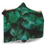 Natural Tropical Leaf Print Hooded Blanket