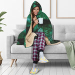 Natural Tropical Leaf Print Hooded Blanket