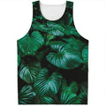 Natural Tropical Leaf Print Men's Tank Top
