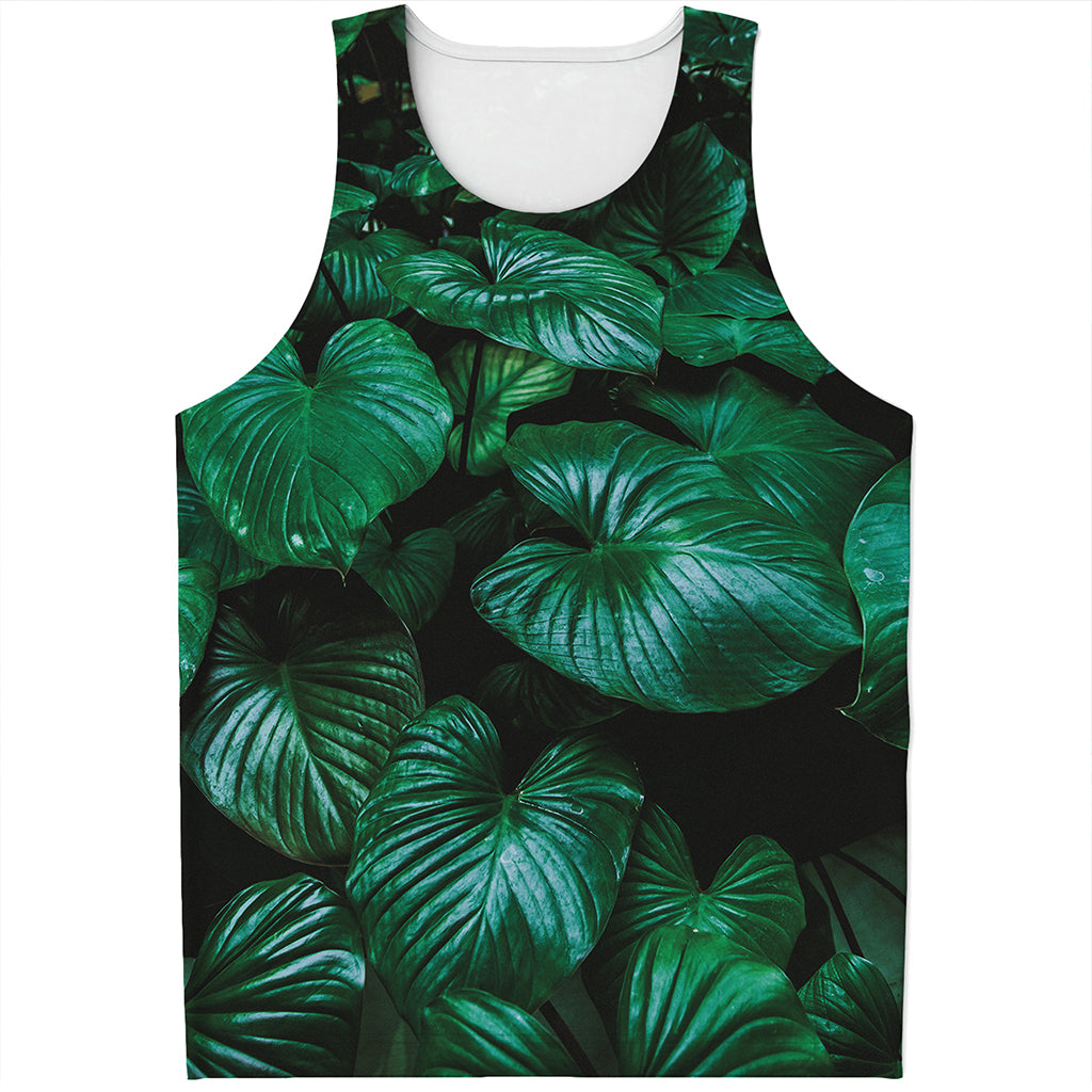 Natural Tropical Leaf Print Men's Tank Top