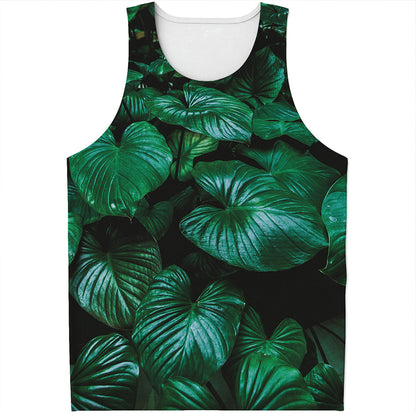 Natural Tropical Leaf Print Men's Tank Top