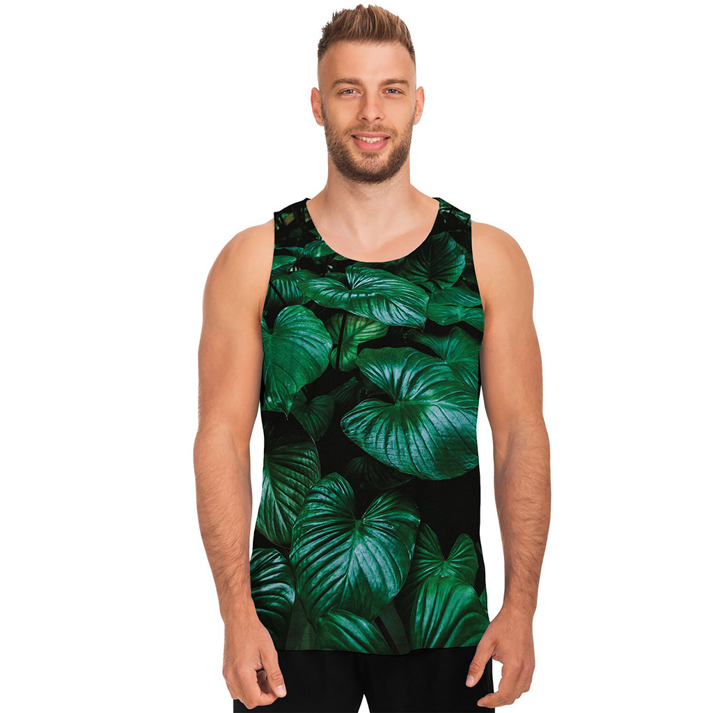Natural Tropical Leaf Print Men's Tank Top