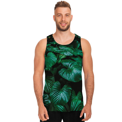 Natural Tropical Leaf Print Men's Tank Top