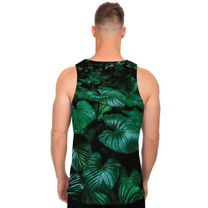 Natural Tropical Leaf Print Men's Tank Top