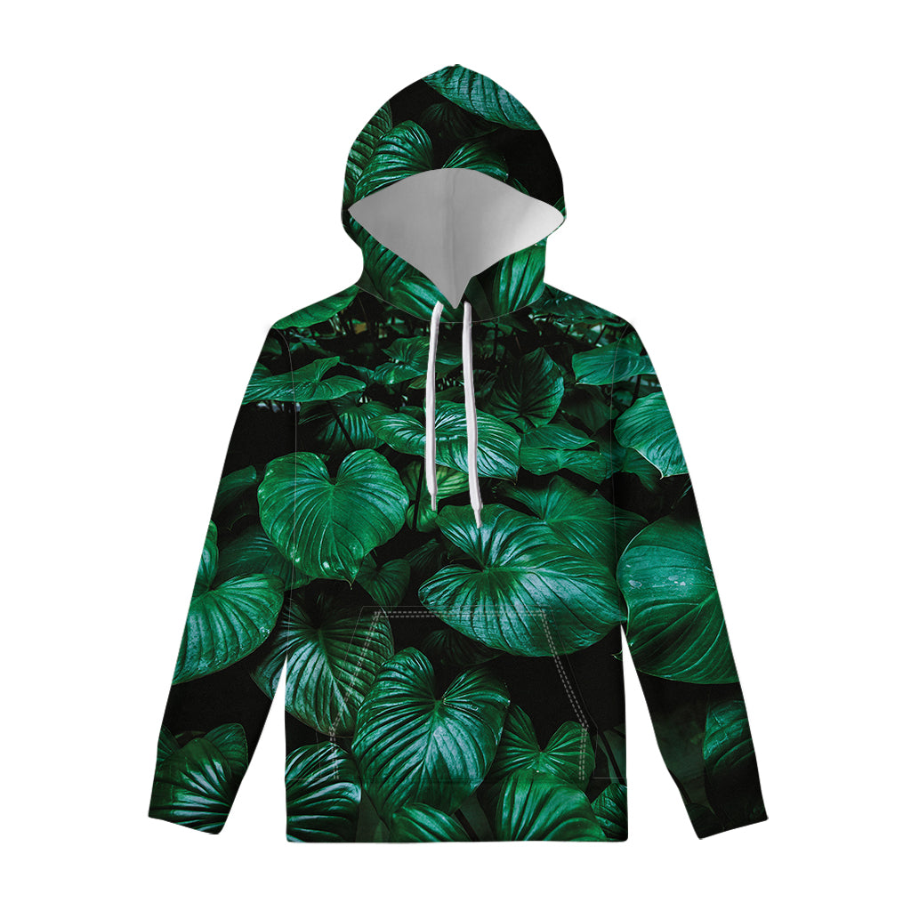 Natural Tropical Leaf Print Pullover Hoodie