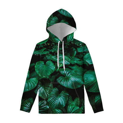 Natural Tropical Leaf Print Pullover Hoodie