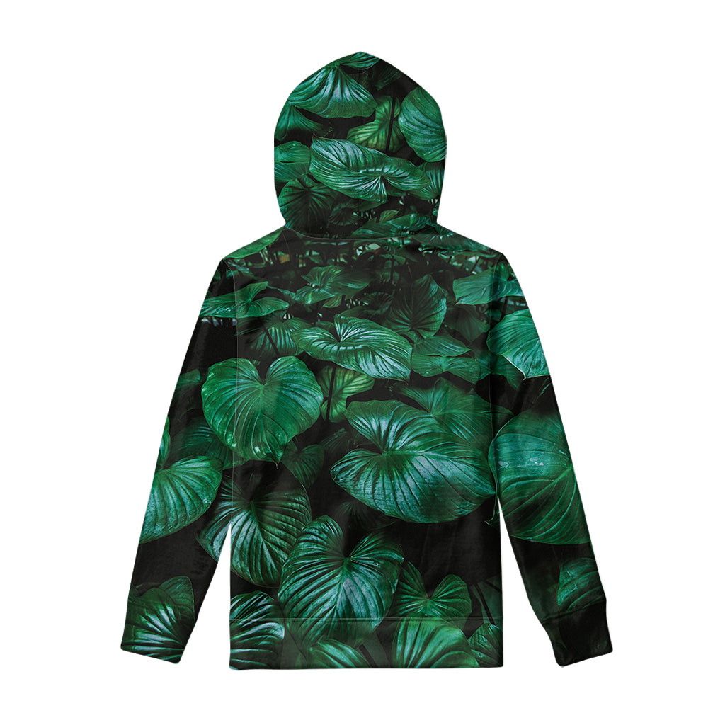 Natural Tropical Leaf Print Pullover Hoodie