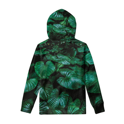 Natural Tropical Leaf Print Pullover Hoodie