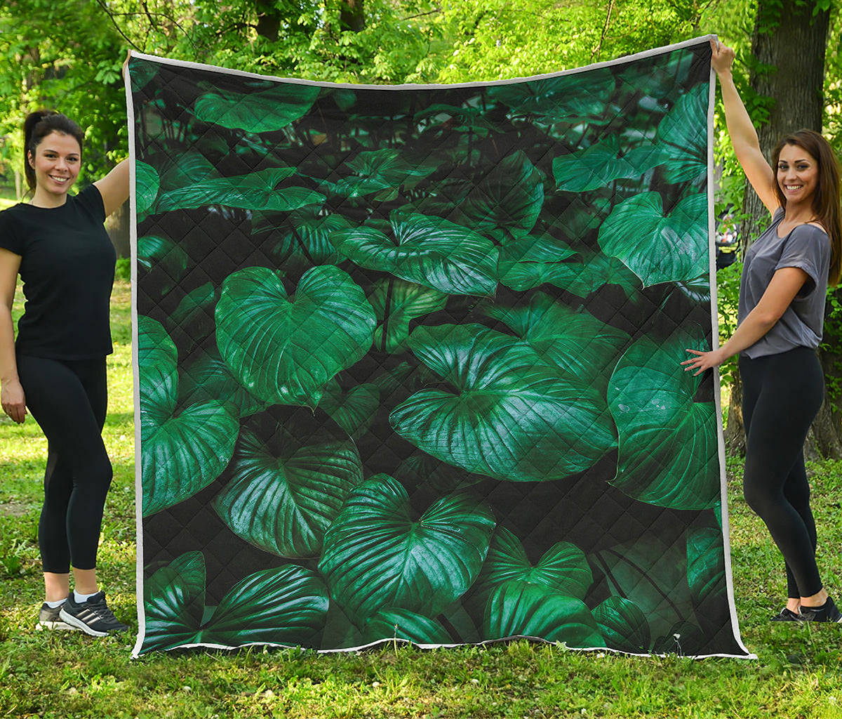 Natural Tropical Leaf Print Quilt