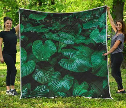 Natural Tropical Leaf Print Quilt