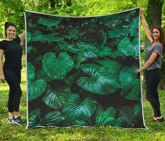Natural Tropical Leaf Print Quilt