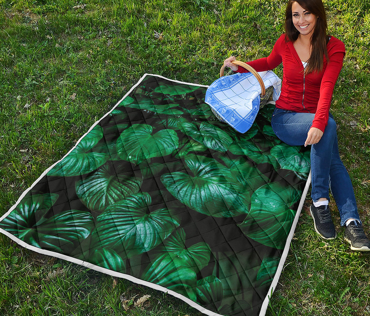 Natural Tropical Leaf Print Quilt