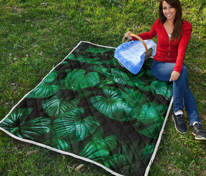 Natural Tropical Leaf Print Quilt