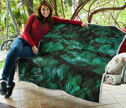 Natural Tropical Leaf Print Quilt