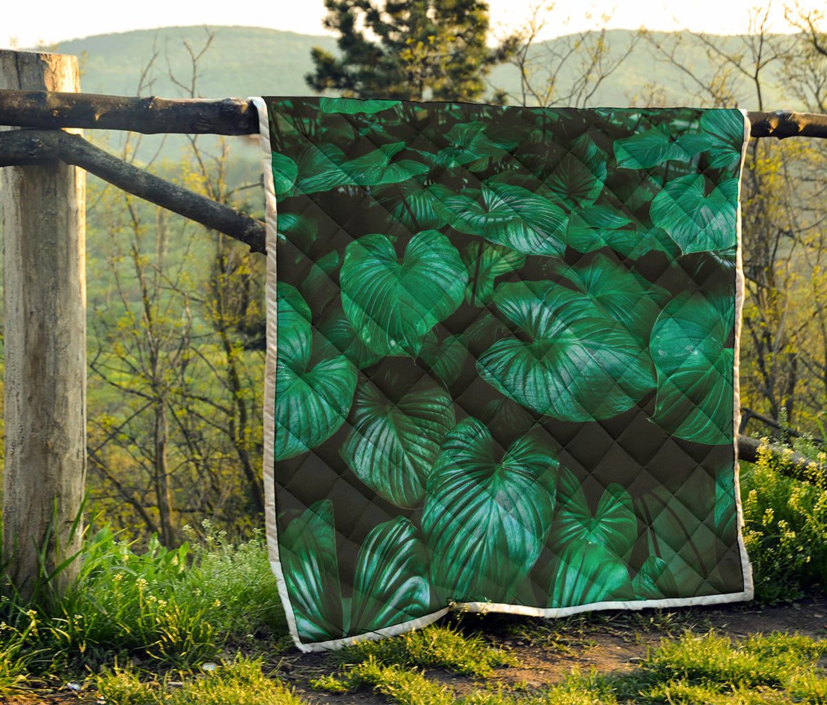 Natural Tropical Leaf Print Quilt