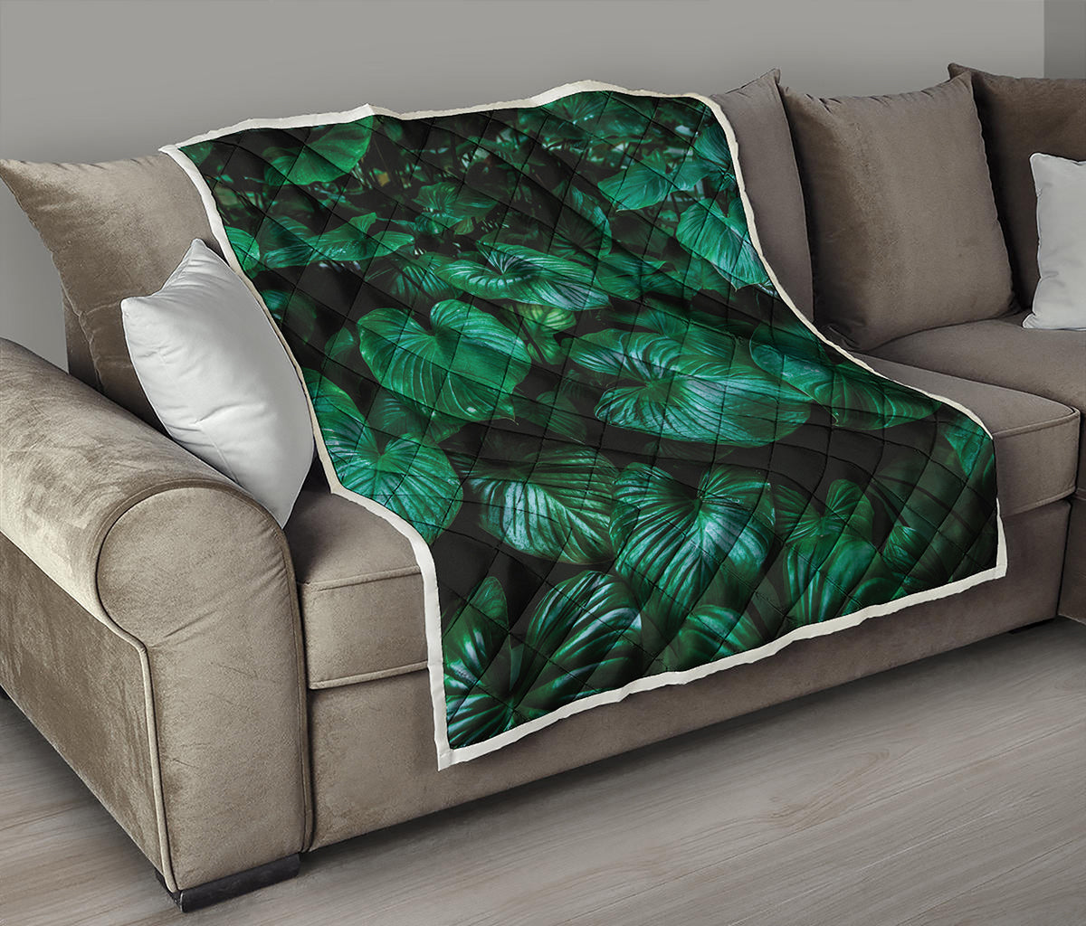 Natural Tropical Leaf Print Quilt