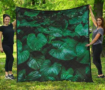 Natural Tropical Leaf Print Quilt