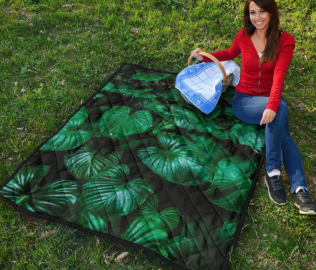 Natural Tropical Leaf Print Quilt