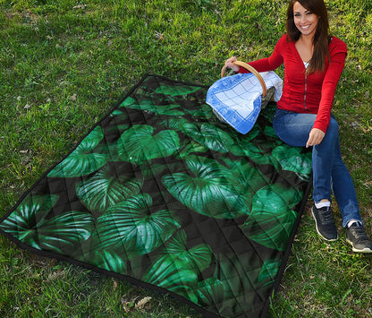 Natural Tropical Leaf Print Quilt