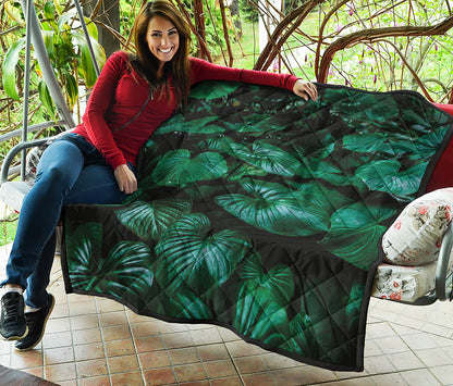 Natural Tropical Leaf Print Quilt