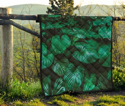 Natural Tropical Leaf Print Quilt