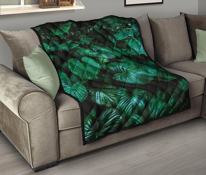 Natural Tropical Leaf Print Quilt