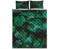 Natural Tropical Leaf Print Quilt Bed Set