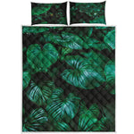 Natural Tropical Leaf Print Quilt Bed Set