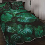 Natural Tropical Leaf Print Quilt Bed Set