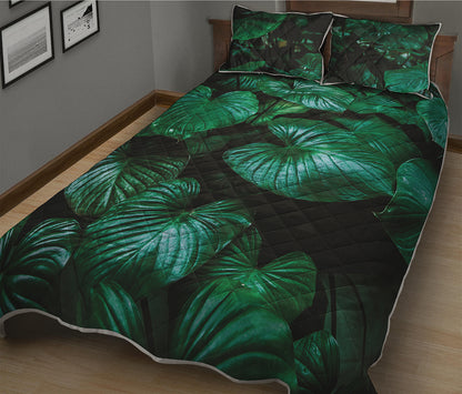 Natural Tropical Leaf Print Quilt Bed Set