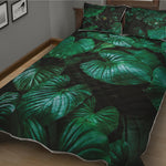 Natural Tropical Leaf Print Quilt Bed Set