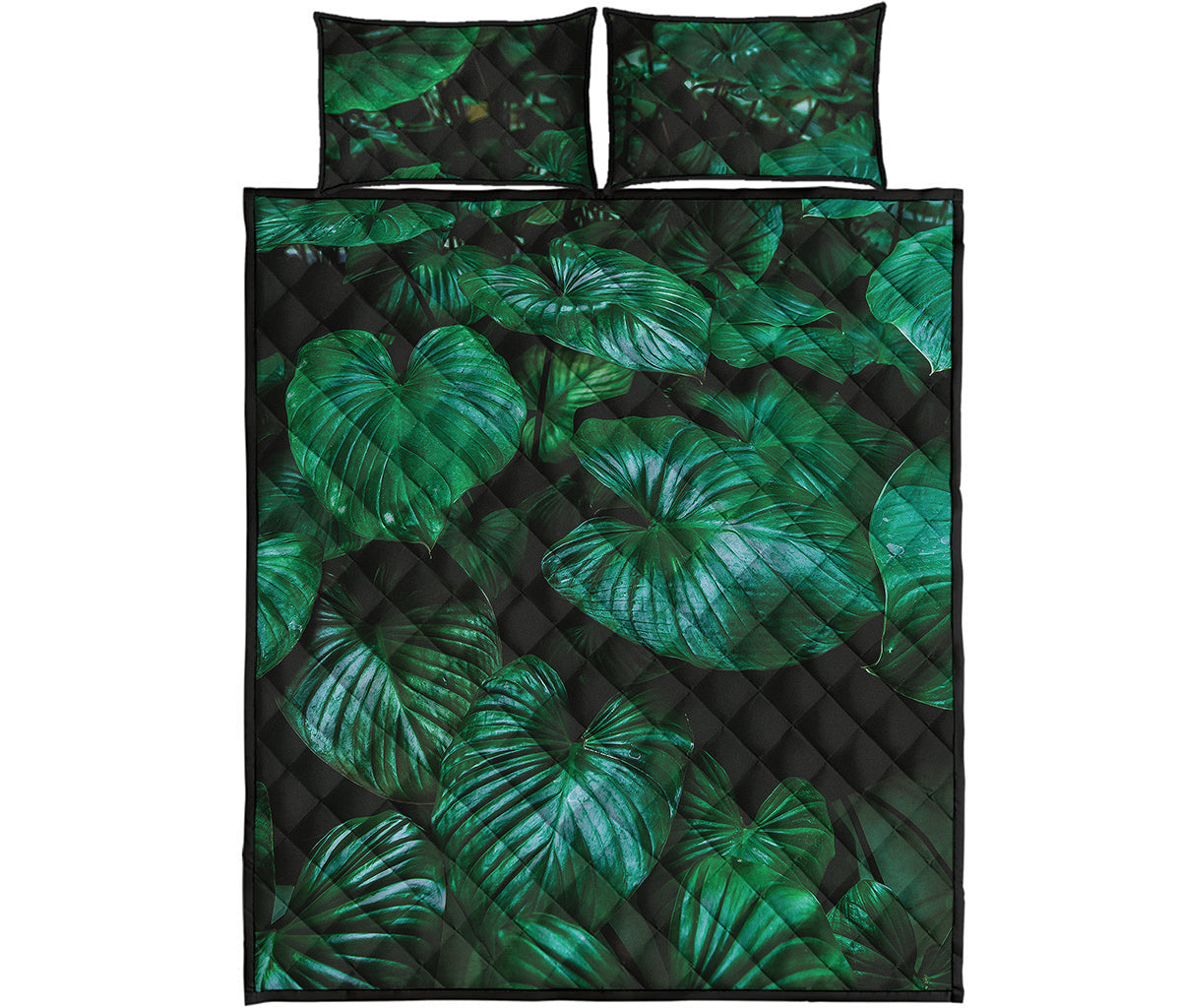 Natural Tropical Leaf Print Quilt Bed Set