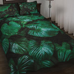 Natural Tropical Leaf Print Quilt Bed Set