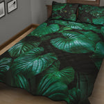 Natural Tropical Leaf Print Quilt Bed Set