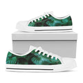 Natural Tropical Leaf Print White Low Top Sneakers