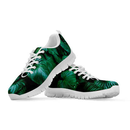 Natural Tropical Leaf Print White Sneakers