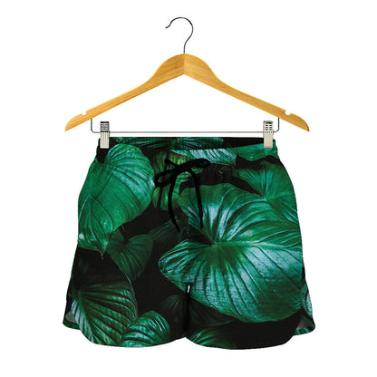 Natural Tropical Leaf Print Women's Shorts
