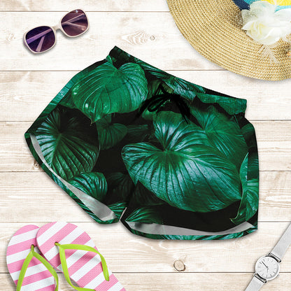 Natural Tropical Leaf Print Women's Shorts