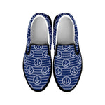 Nautical Anchor Pattern Print Black Slip On Shoes