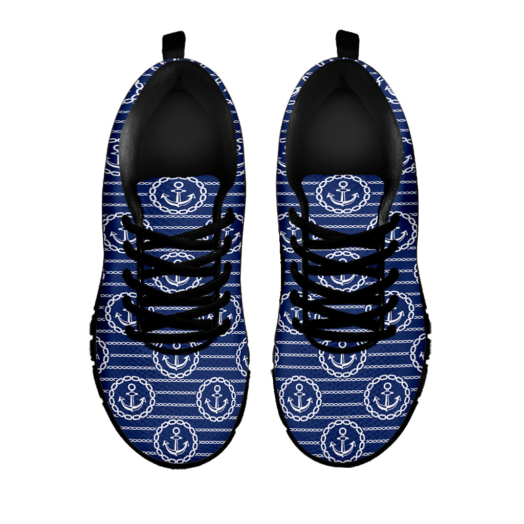 Nautical Anchor Pattern Print Black Sneakers
