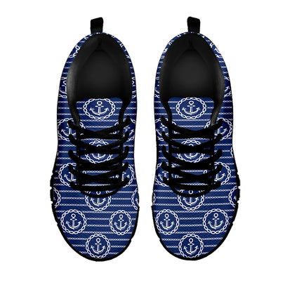 Nautical Anchor Pattern Print Black Sneakers