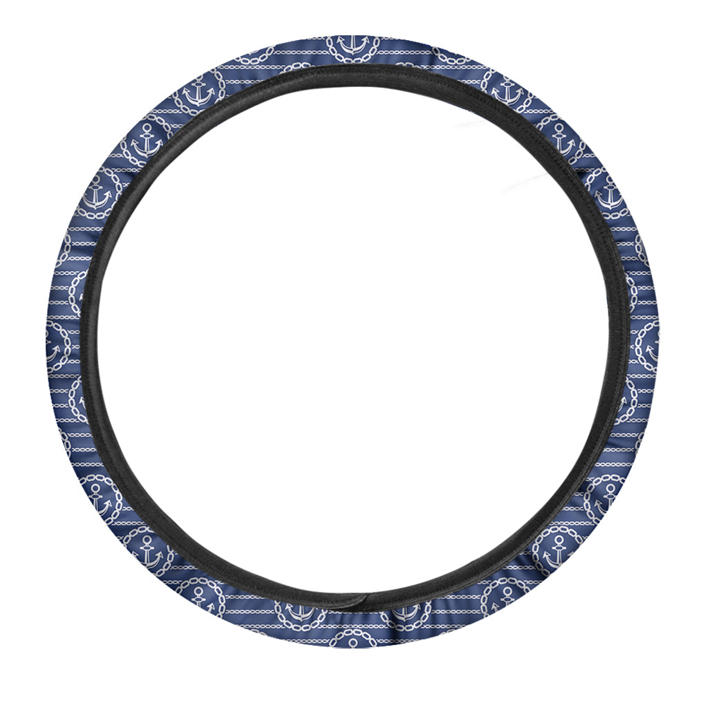 Nautical Anchor Pattern Print Car Steering Wheel Cover