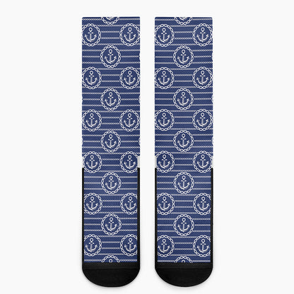 Nautical Anchor Pattern Print Crew Socks