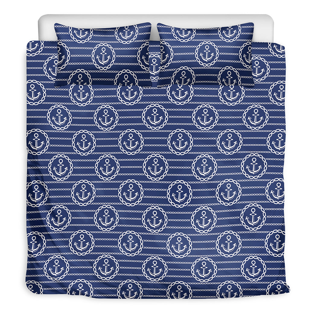 Nautical Anchor Pattern Print Duvet Cover Bedding Set