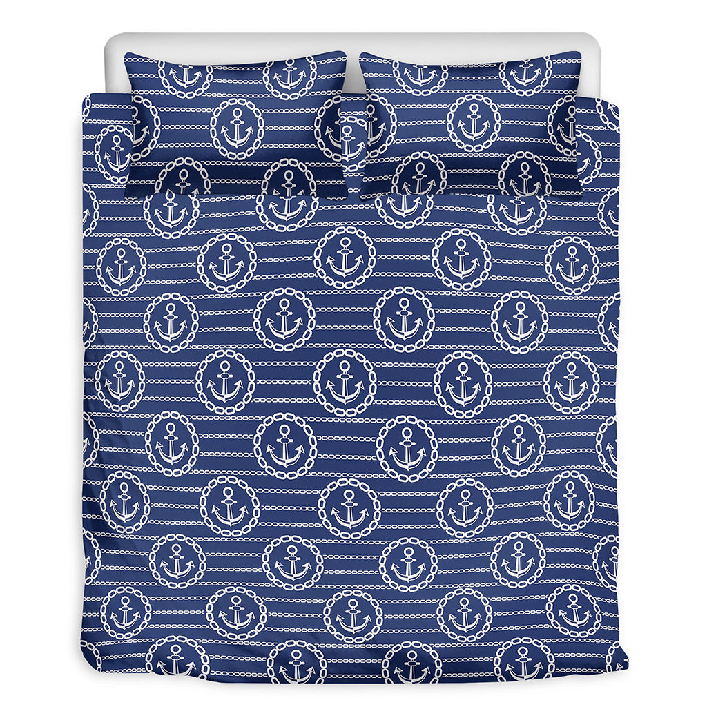 Nautical Anchor Pattern Print Duvet Cover Bedding Set