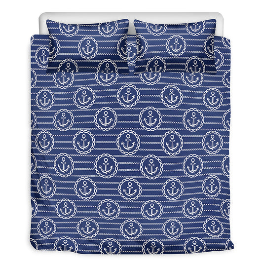 Nautical Anchor Pattern Print Duvet Cover Bedding Set