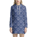 Nautical Anchor Pattern Print Pullover Hoodie Dress